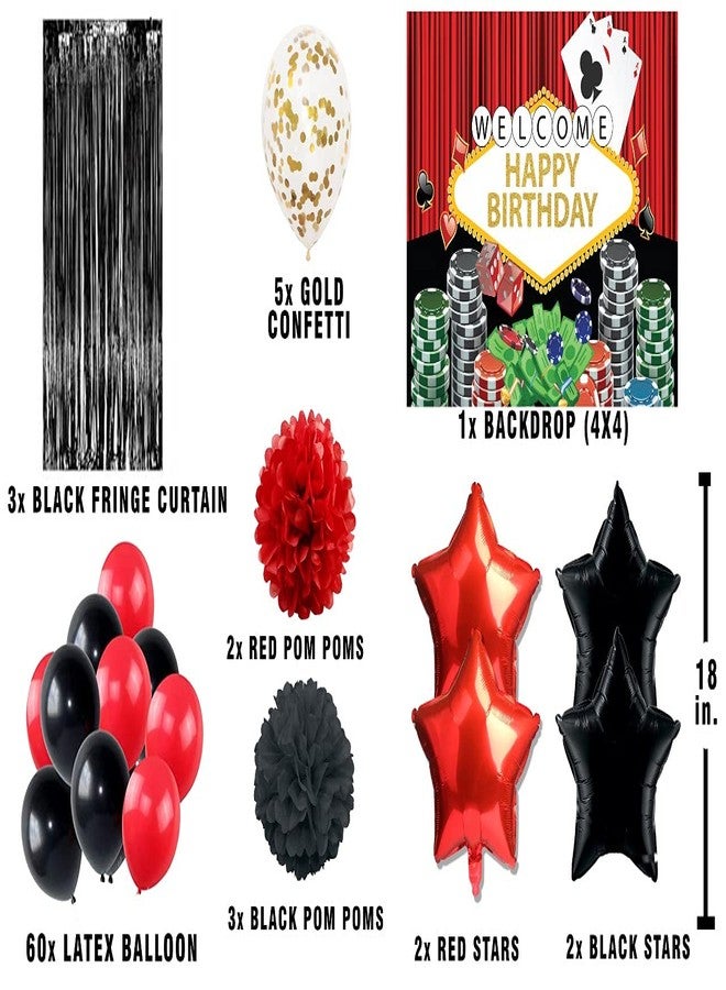 ثيم ماي بارتي مجموعة كاملة من زينة حفلات الكازينو من ثيم ماي بارتي - خلفية وزينة مع كرات بوم بوم - Image 2